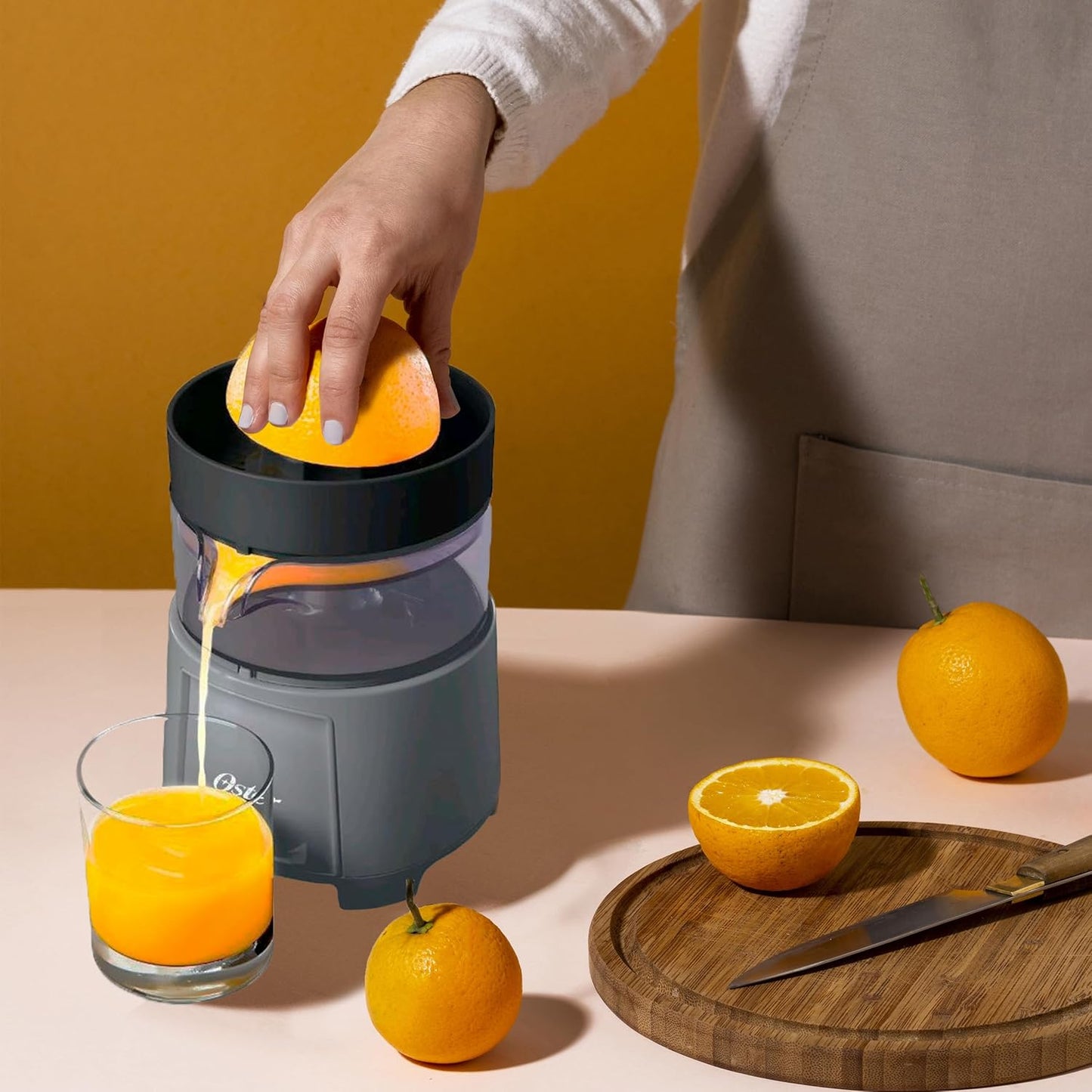 Electric Citrus Juicer, High-Performance Silver 75 Watt Motor Electric Orange Juice Squeezer for Oranges, Lemons, and Limes