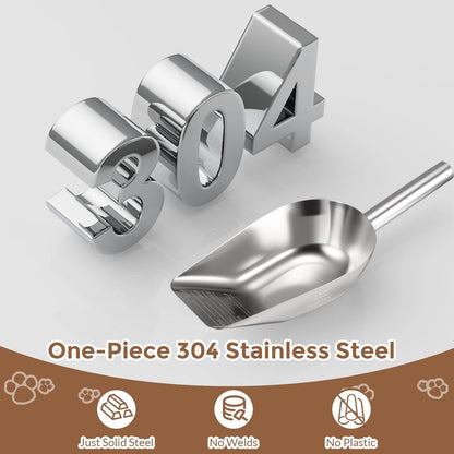 Pet cat-dog food-scoop measuring 1-cup - Food-grade 304 stainless steel material | 1-Cup capacity | Precision scale measurements