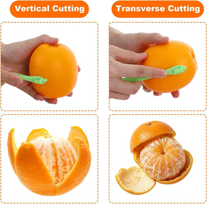 10 Pack Orange Peeler Tool, Citrus Peel Cutter & Lemon Opener, Plastic Fruit Peelers, Remover Easy Open Citrus Peel, Kitchen Accessories(Orange + Green)