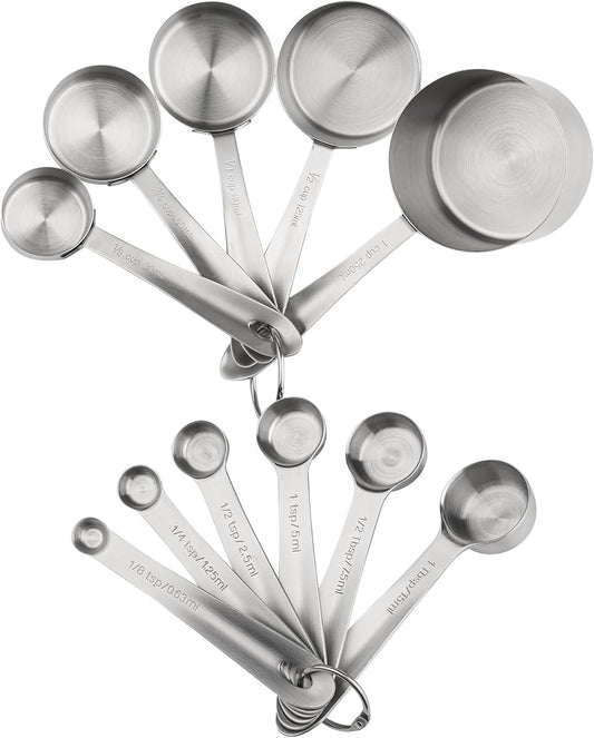 Measuring Cups and Spoons Set, 18/8 Stainless Steel Measuring Cups and Spoons Set, 5 Metal Measuring cup & 6 Baking Measuring Spoon, Imperial & Metric Measure Cup and Spoon Set 11