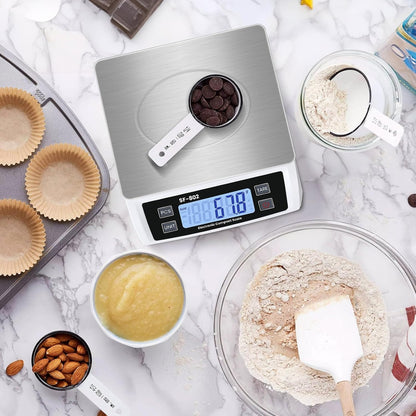 Digital Kitchen Scale 30kg/66lb Large Food Scale for Baking Cooking Stainless Bread Scale with LCD Display Counting Scales for Commercial(Color : Stainless White)