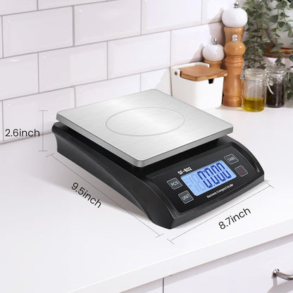 Digital Kitchen Scale 30kg/66lb Large Food Scale for Baking Cooking Stainless Bread Scale with LCD Display Counting Scales for Commercial(Color : Stainless White)