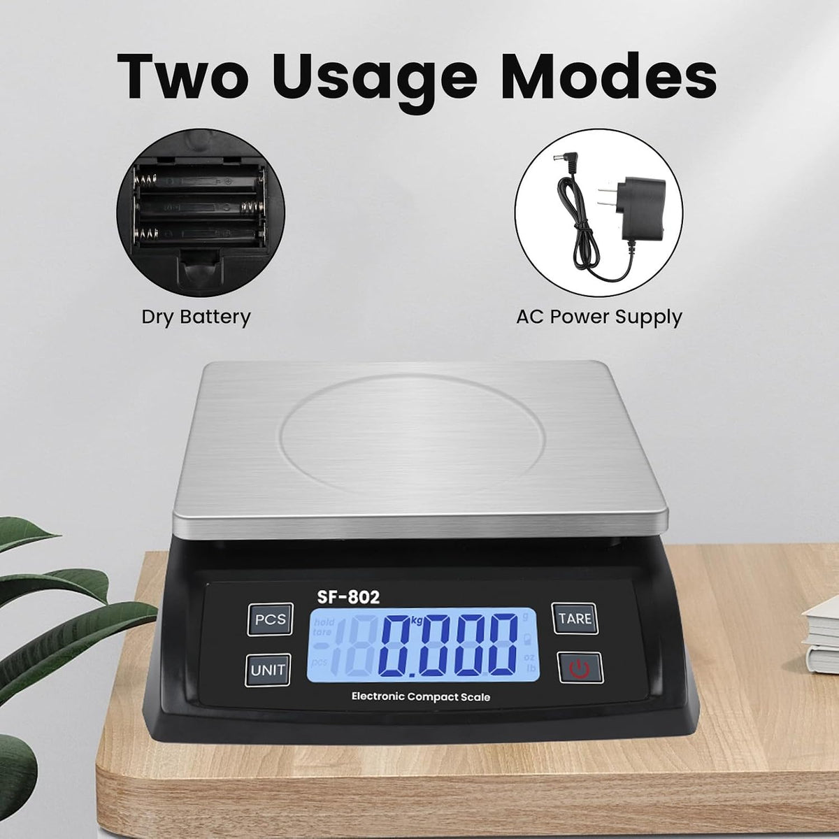 Digital Kitchen Scale 30kg/66lb Large Food Scale for Baking Cooking Stainless Bread Scale with LCD Display Counting Scales for Commercial(Color : Stainless White)