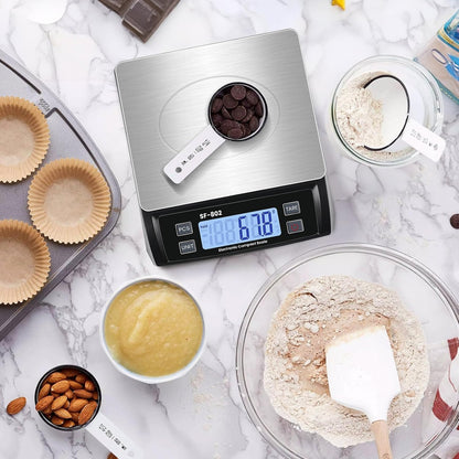 Digital Kitchen Scale 30kg/66lb Large Food Scale for Baking Cooking Stainless Bread Scale with LCD Display Counting Scales for Commercial(Color : Stainless White)