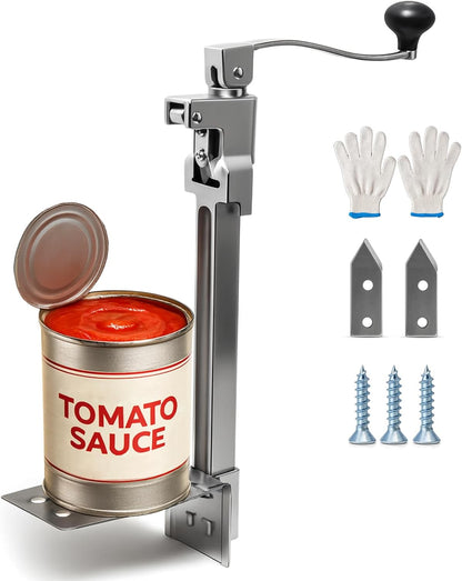 Commercial Can Opener Heavy Duty, anual Tabletop Can Opener with 2 Blades | Industrial Can Opener Fits Big 10 Cans Up to 11" Tall, Plated Steel Base, for Restaurants Hotels Bars Kitchens