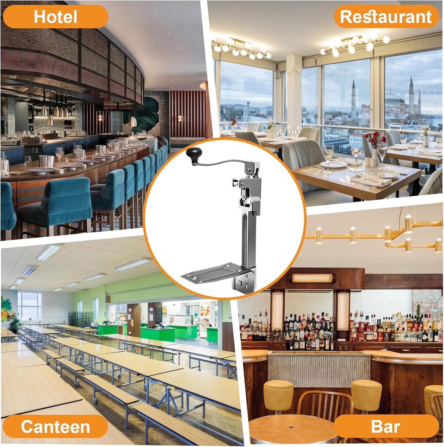 Commercial Can Opener Heavy Duty, anual Tabletop Can Opener with 2 Blades | Industrial Can Opener Fits Big 10 Cans Up to 11" Tall, Plated Steel Base, for Restaurants Hotels Bars Kitchens