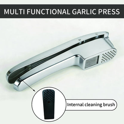 Garlic Press and Slicer 2-in-1,Multifunctional Garlic Slicing & Mincer with Cleaning Brush, Effortlessly Crush and Mince with This Ergonomic Handle-Garlic,Dishwasher Safe,Aluminum Alloy,Kitchen Tool