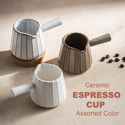 Ceramic Espresso Cup, Espresso Measuring Cup Espresso Shot Cups 3 OZ | Espresso Cups with Handle, Dual Spouts, Espresso Shot Glass with Dual OZ ML Scale, Espresso Accessories, White