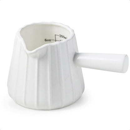 Ceramic Espresso Cup, Espresso Measuring Cup Espresso Shot Cups 3 OZ | Espresso Cups with Handle, Dual Spouts, Espresso Shot Glass with Dual OZ ML Scale, Espresso Accessories, White