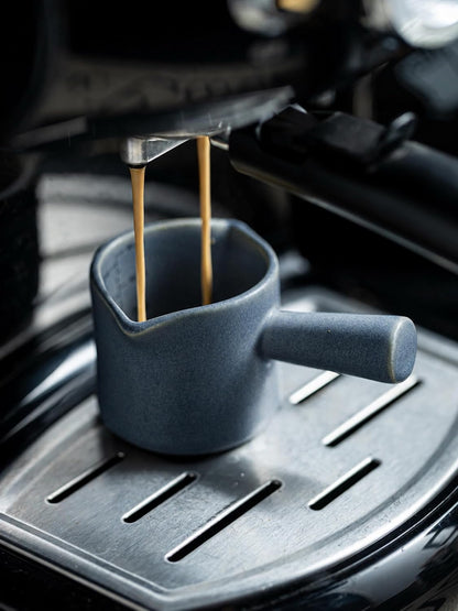 Ceramic Espresso Cup, Espresso Measuring Cup Espresso Shot Cups 3 OZ | Espresso Cups with Handle, Dual Spouts, Espresso Shot Glass with Dual OZ ML Scale, Espresso Accessories, White