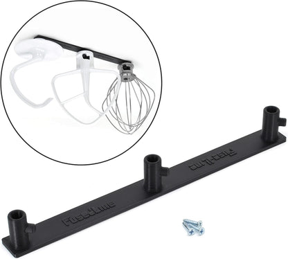 Kitchen Mixer Triple Attachment Mount | Triple Space Saver | Organize your Flat Paddle Beater, Wire Whisk, Dough Hook Attachments (Black)