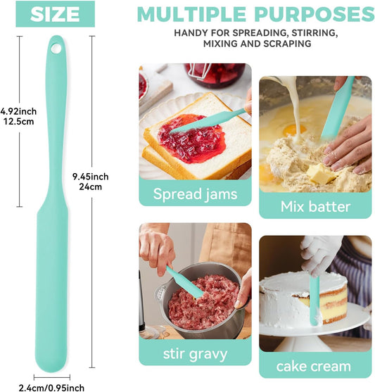 3 Pcs Silicone Jar Spatula Set, Sourdough Spurtle, Jar Scraper, Long Handle Thin Spatulas, Perfect for Jars, Bottles, Containers, Mixing, Scraping, Spreading Jam, Cake Icing and Sourdough Tools. (3)