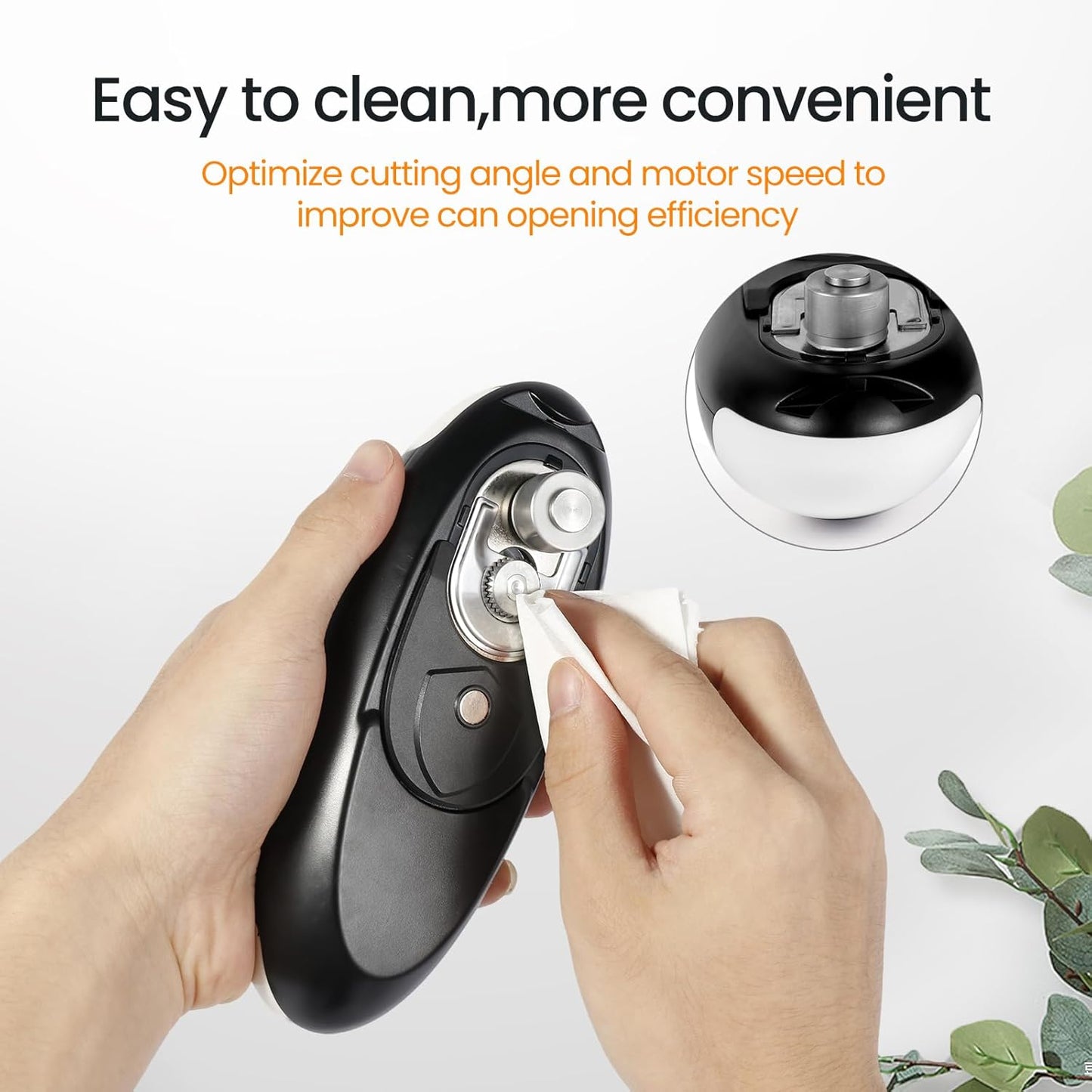 Rechargeable Electric Can Opener, Hands Free for seniors，Food Safe Automatic Can Opener with Smooth Edge,Easy to Use,Works with All Standard Cans (Black)