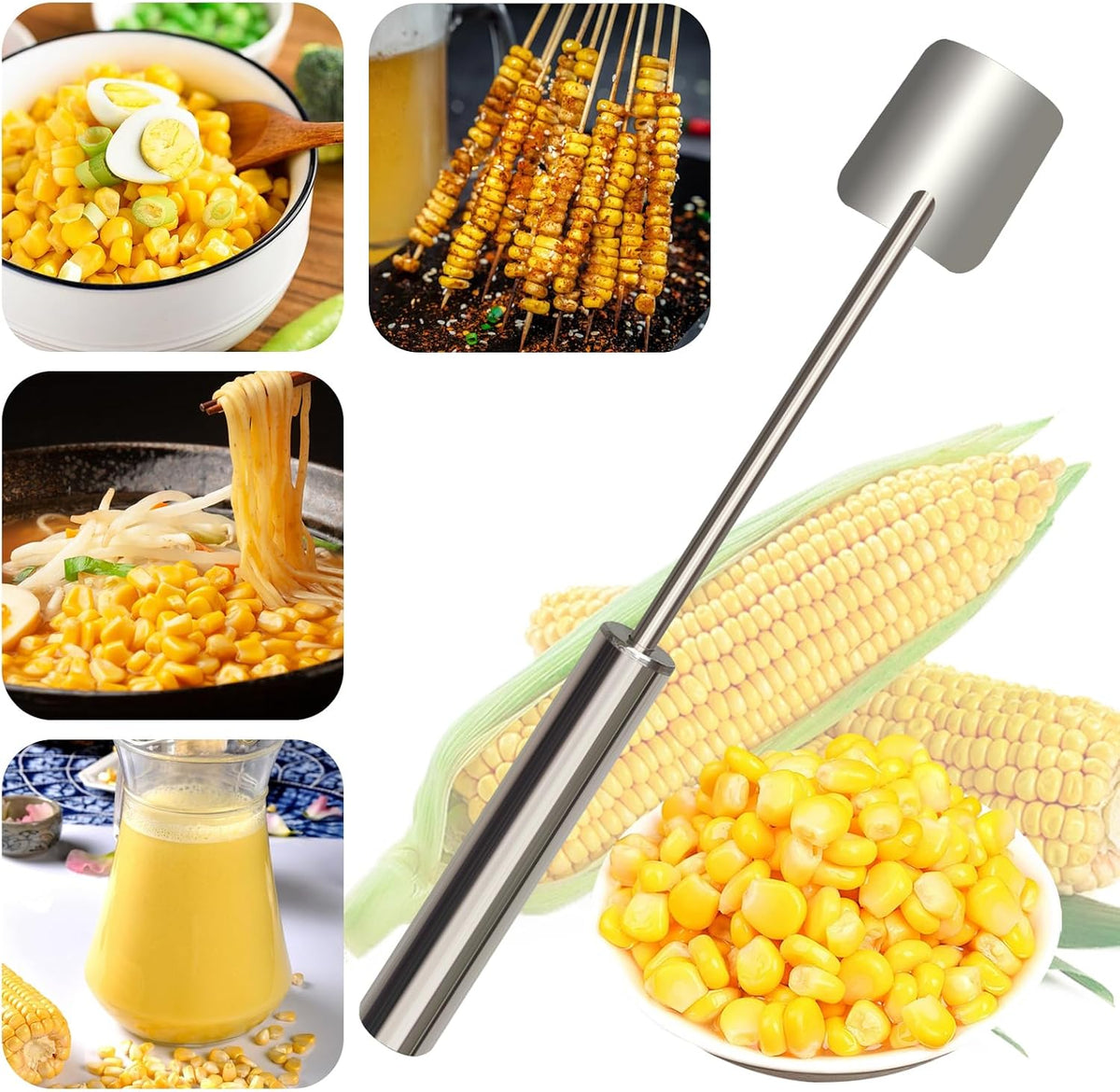 Corn Cob Peeler Peeler Easy Clean Corn Cob Stainless Steel Splitter Tool Suitable for Home Kitchen, Restaurant Chef, Picnic Lovers (2 Pcs)