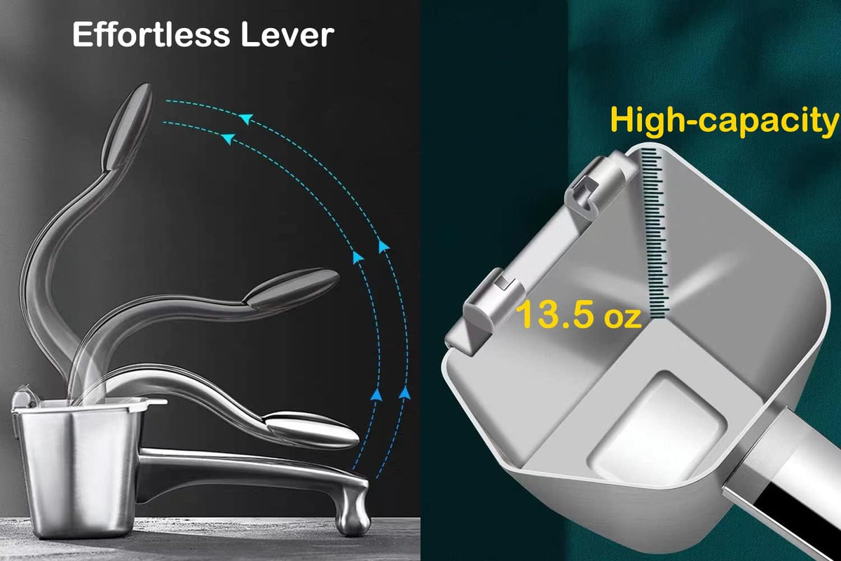 Real Stainless Steel Lemon Squeezer Citrus Juicer Hand Press Heavy Duty Manual Squeeze Juice Extractor Maker Orange Lime Grapefruit Presser - Bonus 50 Pcs Filter Bags