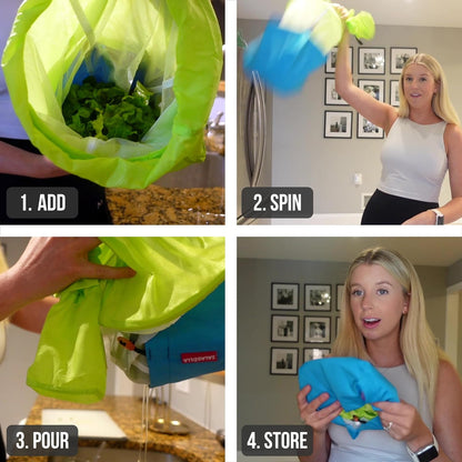 Saladzilla : Large Salad Spinner, 2 Gallon Capacity (8 Qt.), Collapsible & Portable [Vegetable/Sprouts/Microgreen/Herb Dryer] Durable BPA-Free Fabric