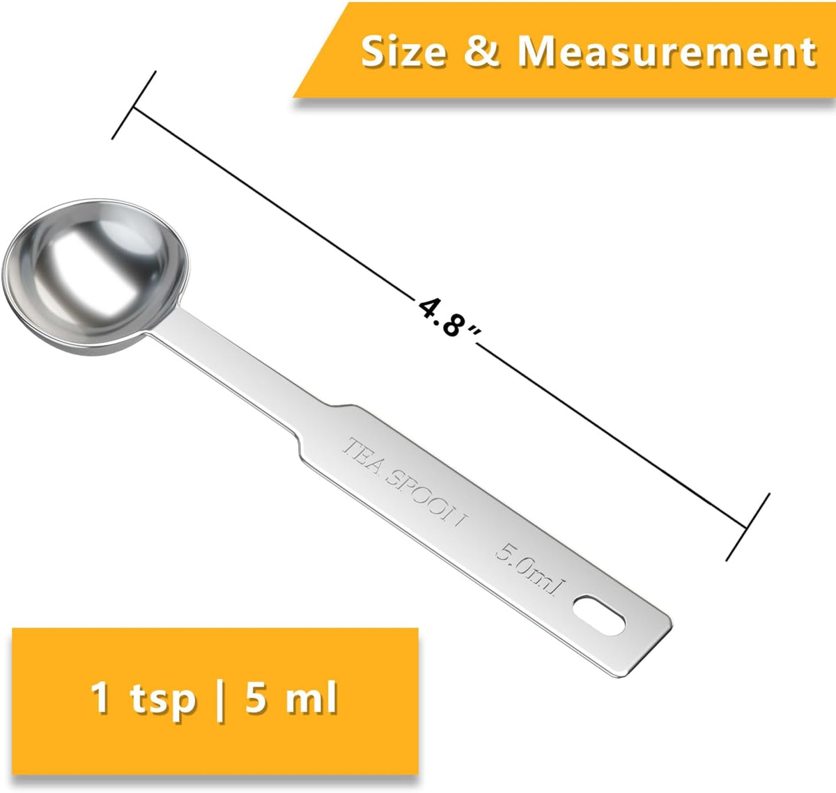 2PCS 1tsp(5ml) Stainless Steel Measuring Spoon