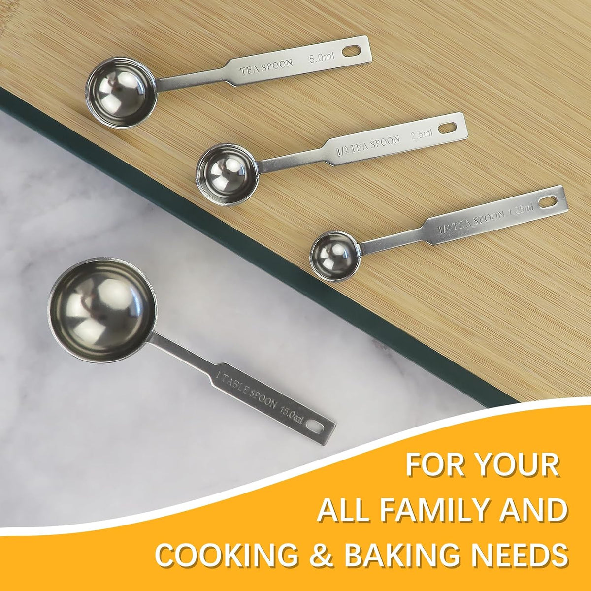 2PCS 1tsp(5ml) Stainless Steel Measuring Spoon