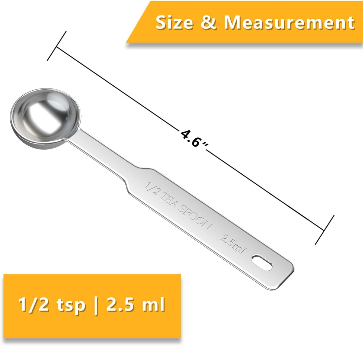 2PCS 1tsp(5ml) Stainless Steel Measuring Spoon
