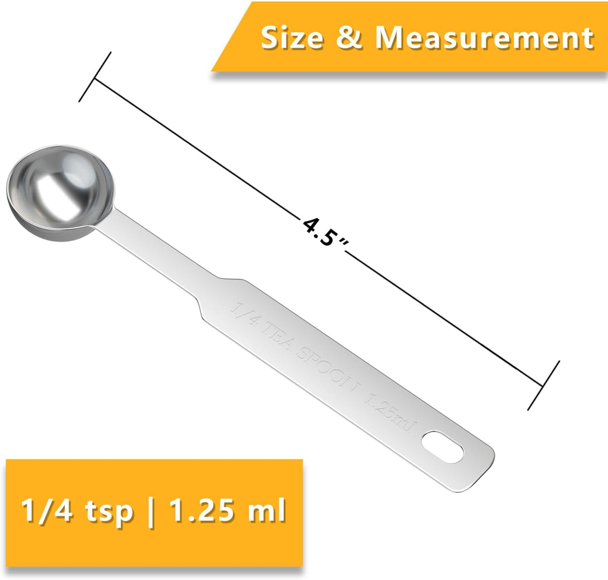 2PCS 1tsp(5ml) Stainless Steel Measuring Spoon