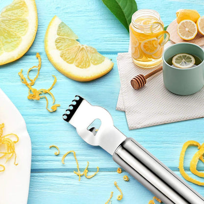 Stainless Steel Lemon Zester Grater with Channel knife Citrus Orange Peeling Tool Fruit Peelers