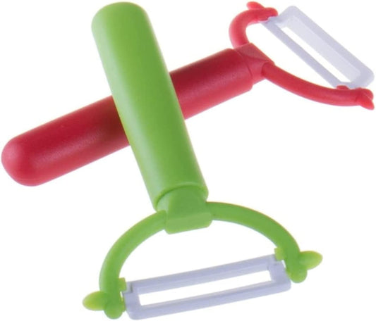 2 Premium Ceramic Blade Vegetable Peelers for Carrot, Potato, Zucchini, Cucumbers & Veggie Slicing, Shave Hard Cheese Easily. Thick Noodles & Fun Curls.
