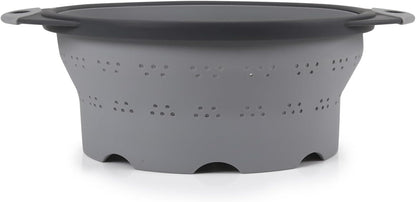 10" Collapsible Silicone Colander in Cream, Kitchen Strainer with Handles, 15.1 Cup Capacity | BPA-Free, Heat-Resistant, Space-Saving Kitchen Tool