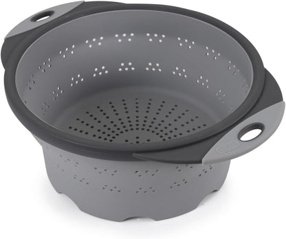 10" Collapsible Silicone Colander in Cream, Kitchen Strainer with Handles, 15.1 Cup Capacity | BPA-Free, Heat-Resistant, Space-Saving Kitchen Tool