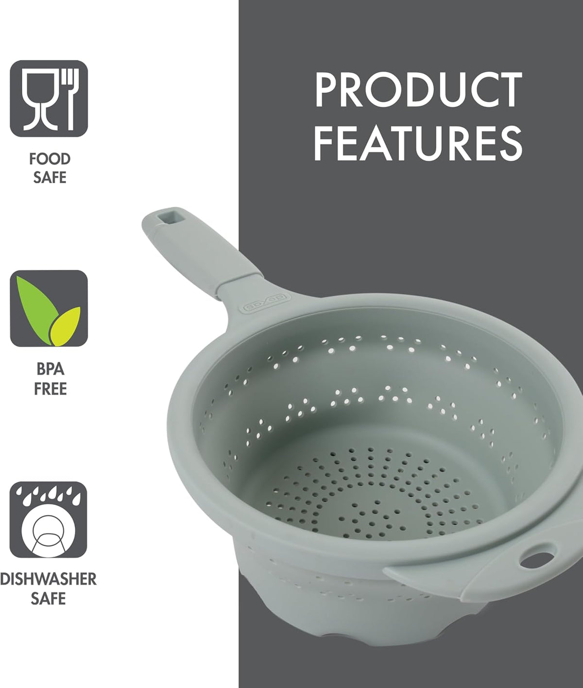10" Collapsible Silicone Colander in Cream, Kitchen Strainer with Handles, 15.1 Cup Capacity | BPA-Free, Heat-Resistant, Space-Saving Kitchen Tool