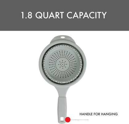 10" Collapsible Silicone Colander in Cream, Kitchen Strainer with Handles, 15.1 Cup Capacity | BPA-Free, Heat-Resistant, Space-Saving Kitchen Tool