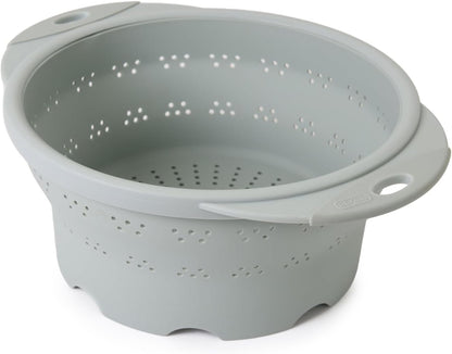 10" Collapsible Silicone Colander in Cream, Kitchen Strainer with Handles, 15.1 Cup Capacity | BPA-Free, Heat-Resistant, Space-Saving Kitchen Tool