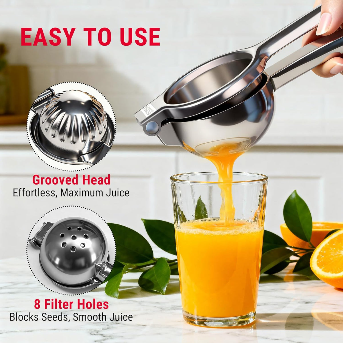 Lemon Lime Squeezer, 304 Stainless Steel Hand Press Citrus Juicer