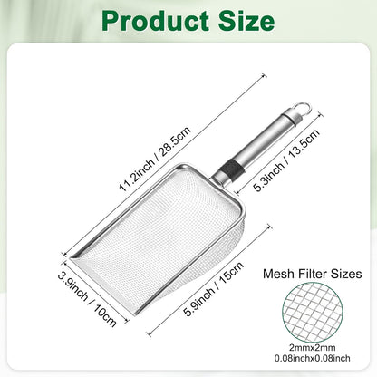 1-Pack Gardening Soil Sifter, 1 mm Mesh Stainless Steel Sand Soil Compost Sieve with Stainless Steel Handle for Sand/Dirt/Rock Compost [Silver Tone]