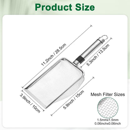 1-Pack Gardening Soil Sifter, 1 mm Mesh Stainless Steel Sand Soil Compost Sieve with Stainless Steel Handle for Sand/Dirt/Rock Compost [Silver Tone]