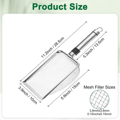 1-Pack Gardening Soil Sifter, 1 mm Mesh Stainless Steel Sand Soil Compost Sieve with Stainless Steel Handle for Sand/Dirt/Rock Compost [Silver Tone]