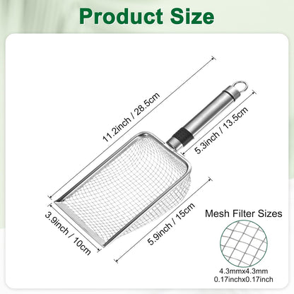 1-Pack Gardening Soil Sifter, 1 mm Mesh Stainless Steel Sand Soil Compost Sieve with Stainless Steel Handle for Sand/Dirt/Rock Compost [Silver Tone]