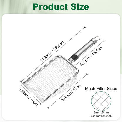 1-Pack Gardening Soil Sifter, 1 mm Mesh Stainless Steel Sand Soil Compost Sieve with Stainless Steel Handle for Sand/Dirt/Rock Compost [Silver Tone]