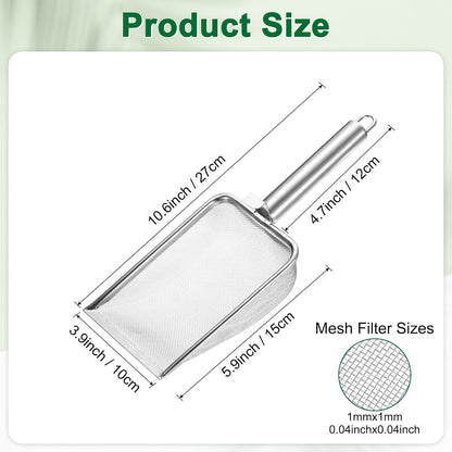 1-Pack Gardening Soil Sifter, 1 mm Mesh Stainless Steel Sand Soil Compost Sieve with Stainless Steel Handle for Sand/Dirt/Rock Compost [Silver Tone]