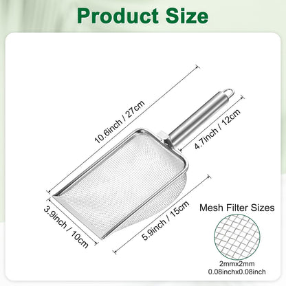 1-Pack Gardening Soil Sifter, 1 mm Mesh Stainless Steel Sand Soil Compost Sieve with Stainless Steel Handle for Sand/Dirt/Rock Compost [Silver Tone]