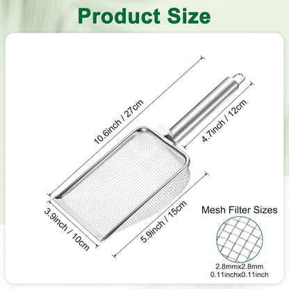 1-Pack Gardening Soil Sifter, 1 mm Mesh Stainless Steel Sand Soil Compost Sieve with Stainless Steel Handle for Sand/Dirt/Rock Compost [Silver Tone]