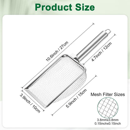1-Pack Gardening Soil Sifter, 1 mm Mesh Stainless Steel Sand Soil Compost Sieve with Stainless Steel Handle for Sand/Dirt/Rock Compost [Silver Tone]