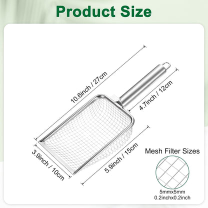 1-Pack Gardening Soil Sifter, 1 mm Mesh Stainless Steel Sand Soil Compost Sieve with Stainless Steel Handle for Sand/Dirt/Rock Compost [Silver Tone]