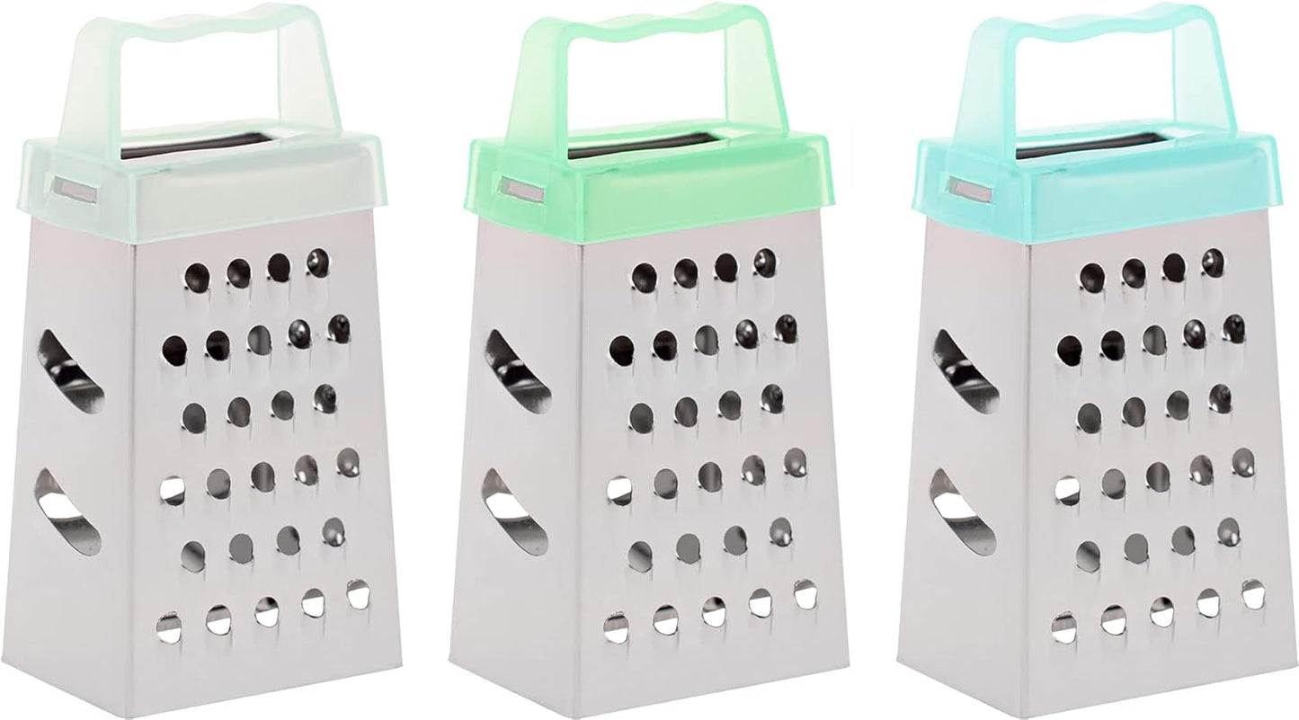 Miniature Hand Garlic Box Grater- Pack of 3 - Cheese and Ginger Mini Zester - Small Nutmeg Grater