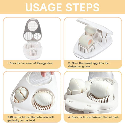 3 in 1 Boiled Egg Slicer, Manual Egg Slicer for Hard Boiled Eggs