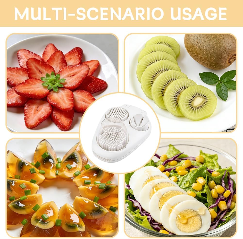3 in 1 Boiled Egg Slicer, Manual Egg Slicer for Hard Boiled Eggs