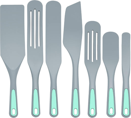 Silicone Spurtles Set, 7 Piece Nonstick Spurtle Kitchen Utensils, Silicone Spatula, Heat Resistant Spurtle for Salad Stir, Cake Make and Pan-Fried Steak