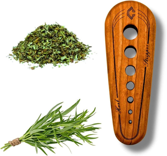 Cherry Hardwood Herb Stripper – Multi-Size Holes for Rosemary, Thyme, Oregano – Artisanal Kitchen Tool from Central Kentucky Woodshop, Food-Safe Finish