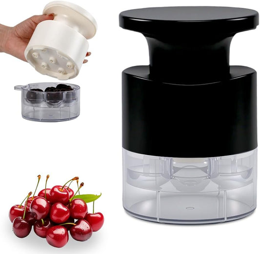 Cherry Pitter, 2025 New Quickly 7-Hole Cherry Pitter Tool, Multi-Purpose Cherry Pitting Tool, Cherrys Seed Remover with Splash Guard (Black)