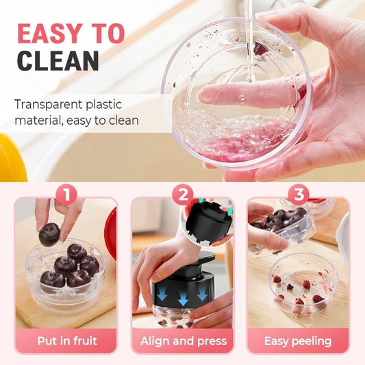 Cherry Pitter, 2025 New Quickly 7-Hole Cherry Pitter Tool, Multi-Purpose Cherry Pitting Tool, Cherrys Seed Remover with Splash Guard (Black)