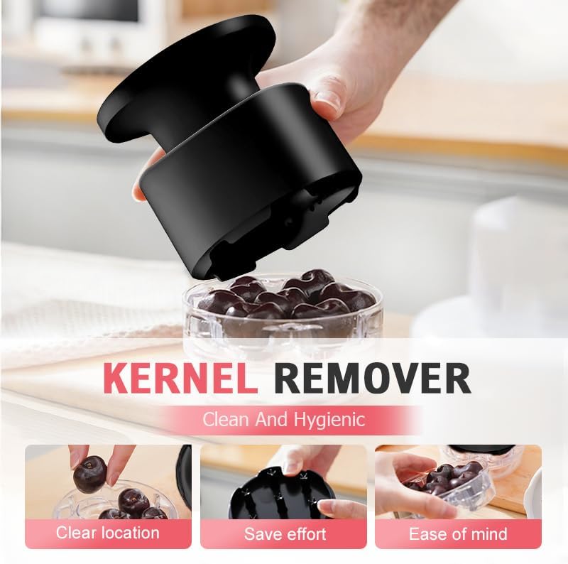Cherry Pitter, 2025 New Quickly 7-Hole Cherry Pitter Tool, Multi-Purpose Cherry Pitting Tool, Cherrys Seed Remover with Splash Guard (Black)